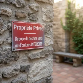 Panneau propriété privée interdiction dépôt déchets verts à poser