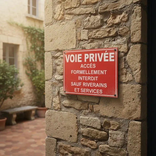 Panneau voie privée accès interdit sauf riverains et services