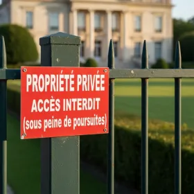 Panneau propriété privée accès interdit sous peine de poursuites