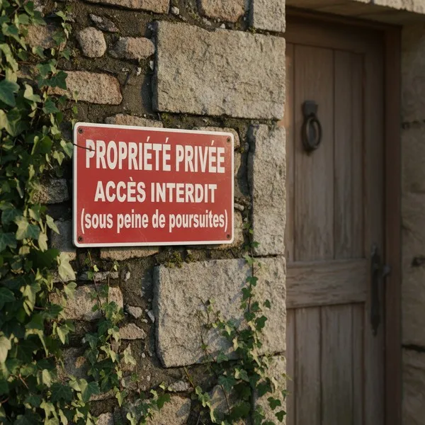 Panneau propriété privée accès interdit sous peine de poursuites