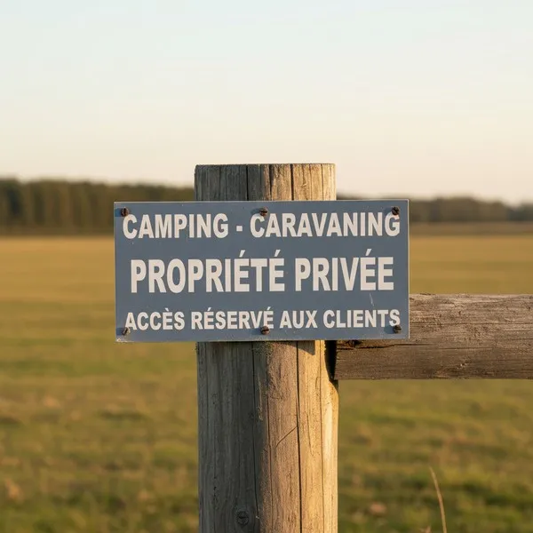 Panneau camping caravaning accès réservé propriété privée interdit