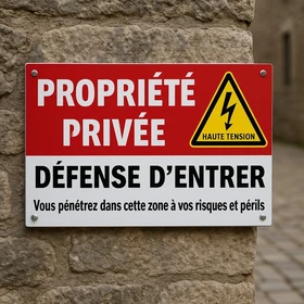 Panneau Interdiction Propriété Privée Haute Tension PVC 5m