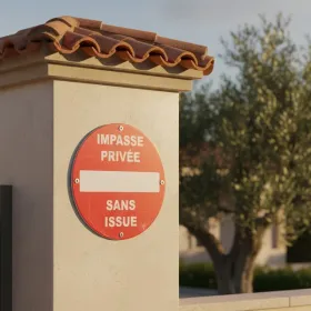 Panneau PVC Rond "Impasse Privée Sans Issue" – Interdiction