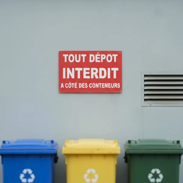 Panneau Tout dépot interdit à coté des conteneurs