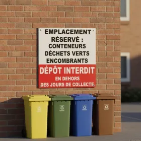 Panneau Dépôt Interdit déchets verts, encombrants et conteneurs