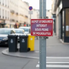 Panneau interdiction dépôt d'ordures – poursuites judiciaires
