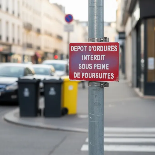 Panneau interdiction dépôt d'ordures – poursuites judiciaires