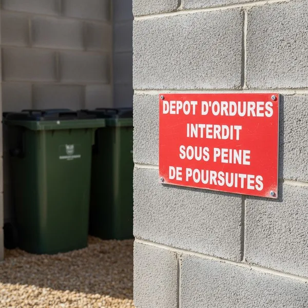 Panneau interdiction dépôt d'ordures – poursuites judiciaires