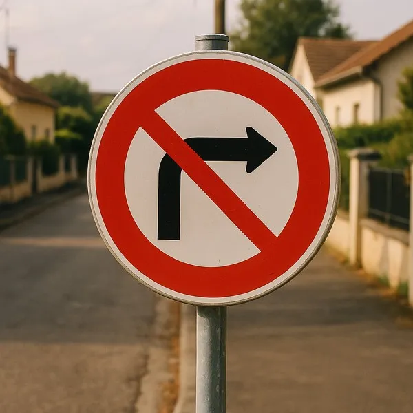 B2b Interdiction de tourner à droite – Panneau routier