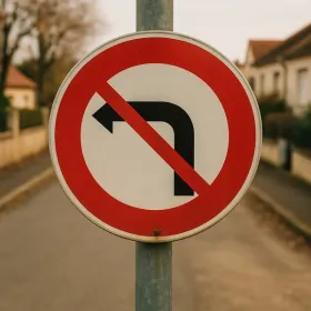 B2a Interdiction de tourner à gauche – Panneau routier