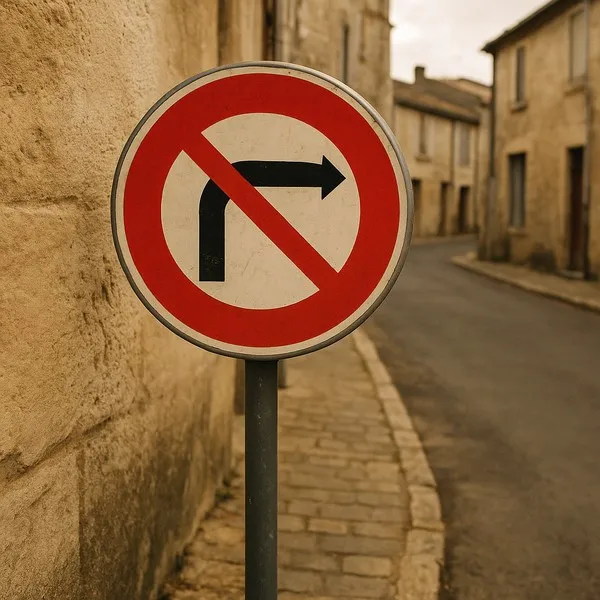 B2b Interdiction de tourner à droite – Panneau routier