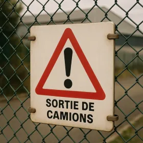 Panneau danger sotie de camions – Panneau attention Danger