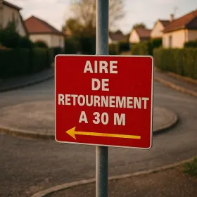 Panneau Aire de retournement 30m Gauche – Panneau stationnement
