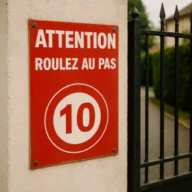 Panneau Attention roulez au pas 10km/h – Panneau danger enfants