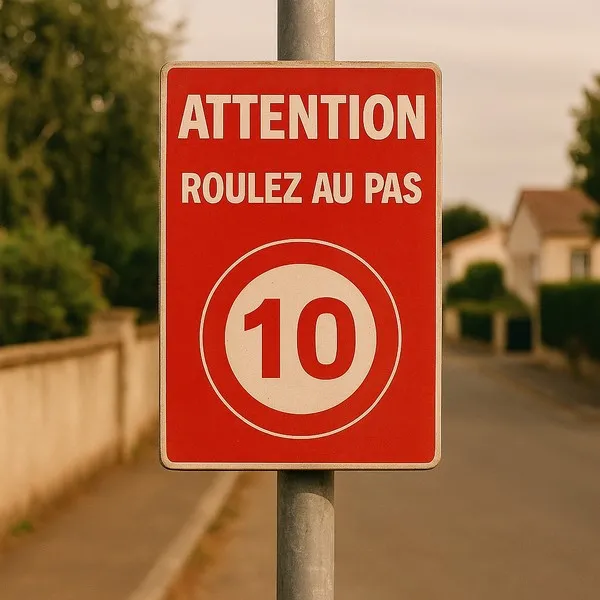 Panneau Attention roulez au pas 10km/h – Panneau danger enfants