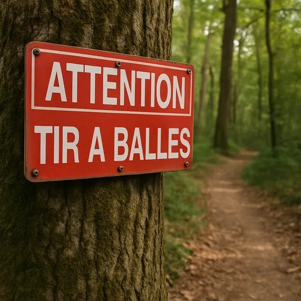 Panneau Attention tir à balles – Panneau chasse interdite