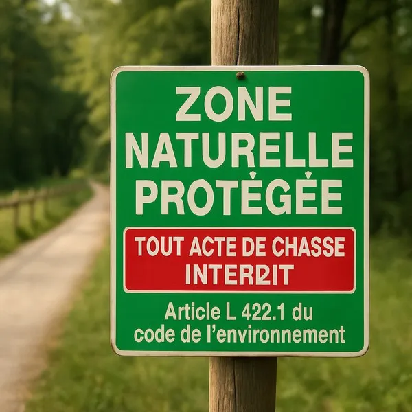 Panneau zone naturelle protégée – Panneau chasse interdite