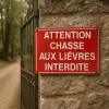 Panneau Attention chasse aux lièvres interdite – chasse interdite