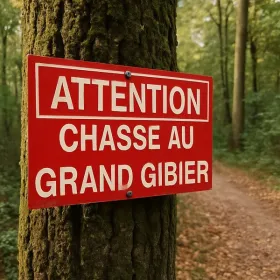 Panneau Attention Chasse Grand Gibier - Interdite (Sécurité)
