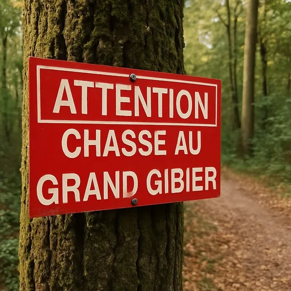 Panneau Attention Chasse Grand Gibier - Interdite (Sécurité)