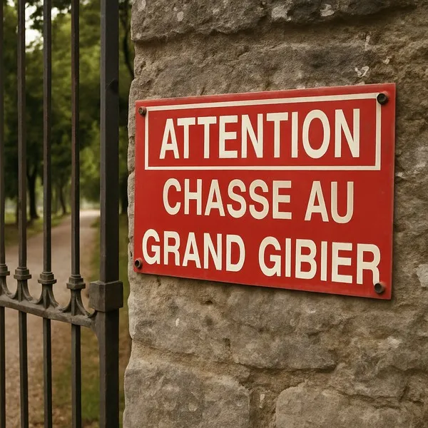 Panneau Attention Chasse Grand Gibier - Interdite (Sécurité)