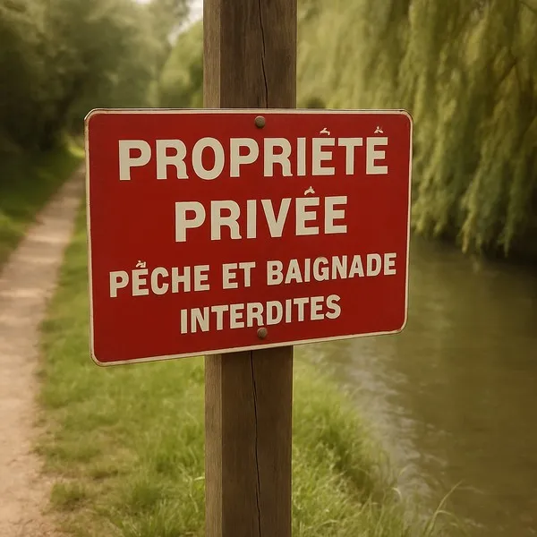 Panneau propriété privée extérieur – Interdit pêche et baignade