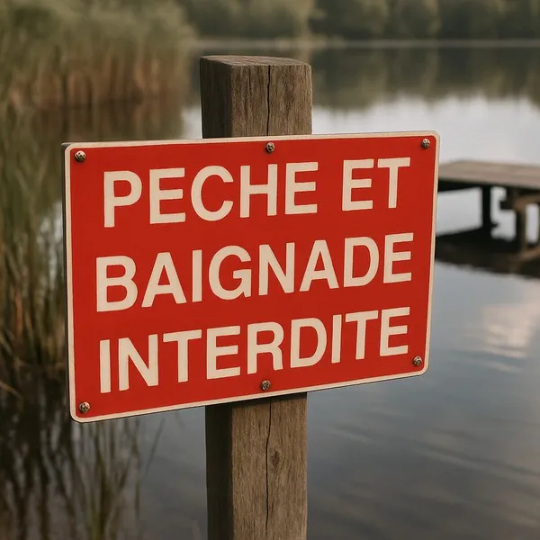 Panneau Interdiction Pêche et Baignade 300x200mm Aluminium