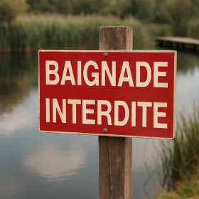 Panneau baignade interdite – étang, rivière, bassin