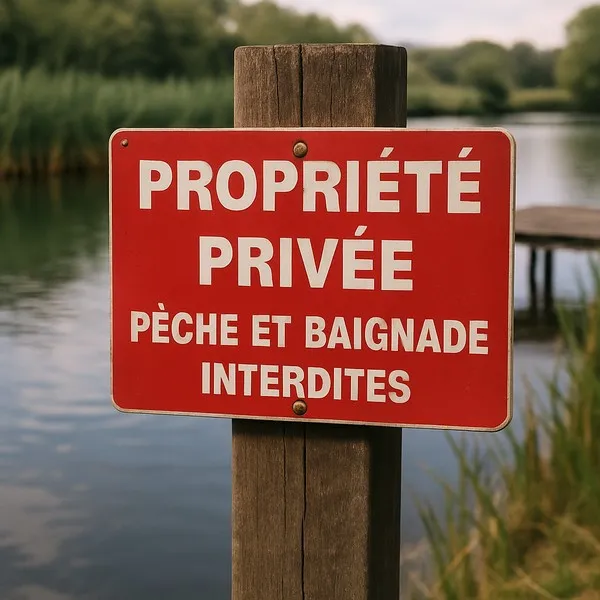 Panneau propriété privée extérieur – Interdit pêche et baignade