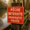 Panneau "Pêche Interdite" Propriété Privée 300x200mm