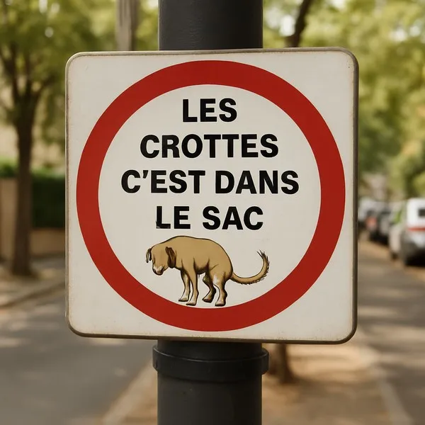 Panneau déjections canines : ramassage obligatoire des crottes