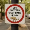 Panneau déjections canines : ramassage obligatoire des crottes