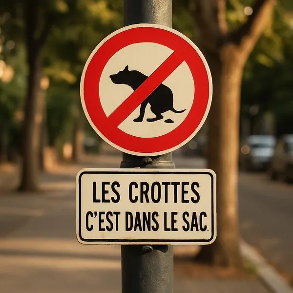 Panneau interdiction chiens ramassez les crottes extérieur