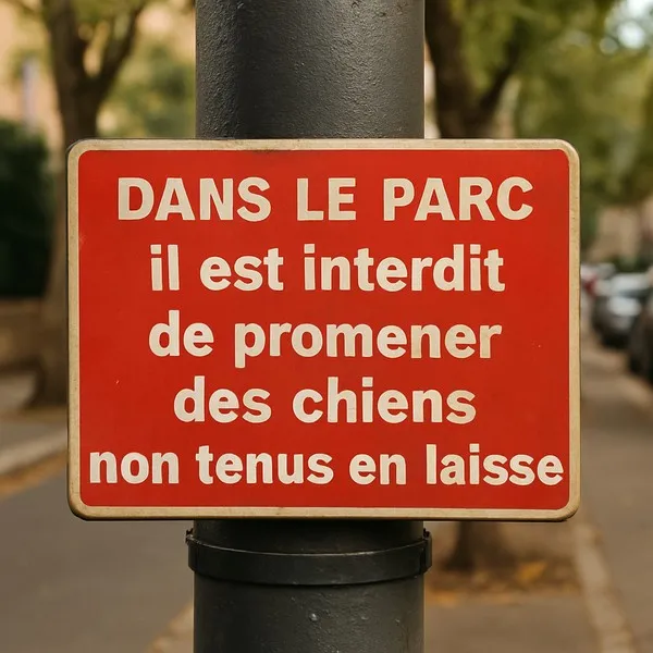 Panneau Interdit aux Chiens Sans Laisse – Signalétique Parc