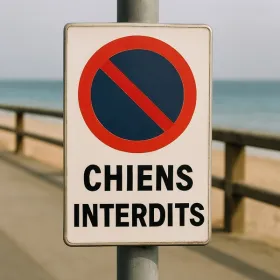 Panneau chiens interdits 120x190mm – Panneau interdit aux chiens