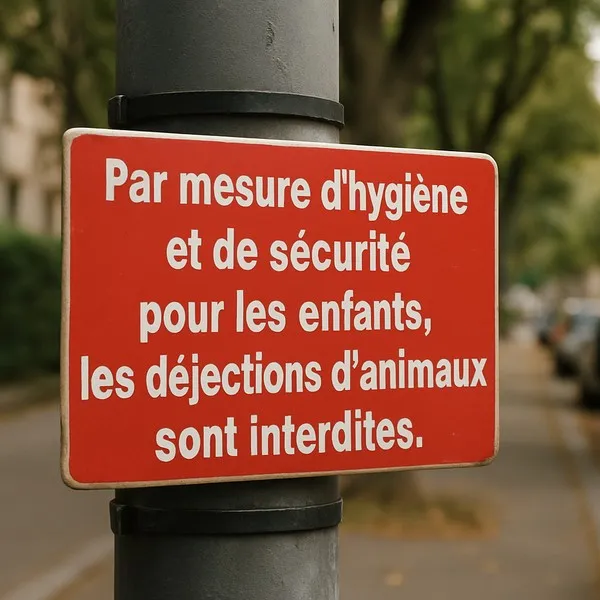 Panneau Interdiction Déjections Animales – Zone Propre