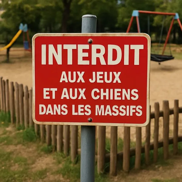 Panneau interdit jeux chiens massifs - Signalétique de sécurité