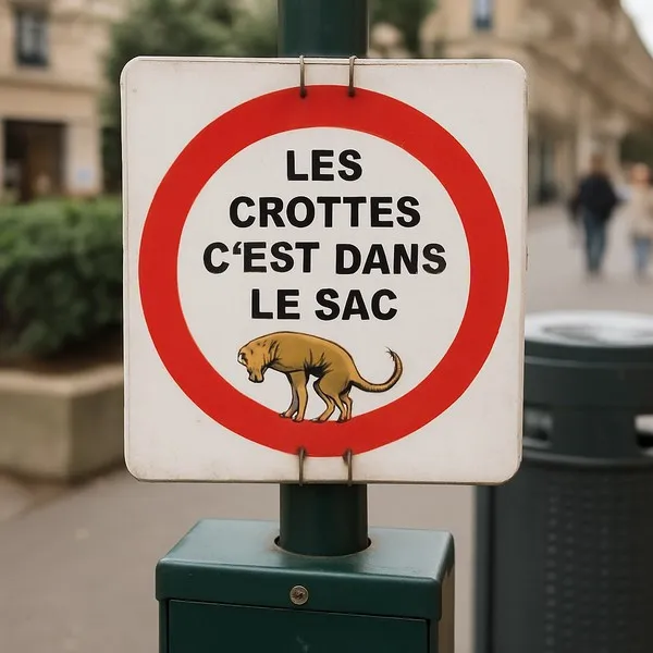 Panneau déjections canines : ramassage obligatoire des crottes