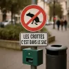 Panneau interdiction chiens ramassez les crottes extérieur
