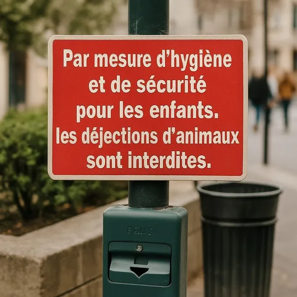 Panneau Interdiction Déjections Animales – Zone Propre