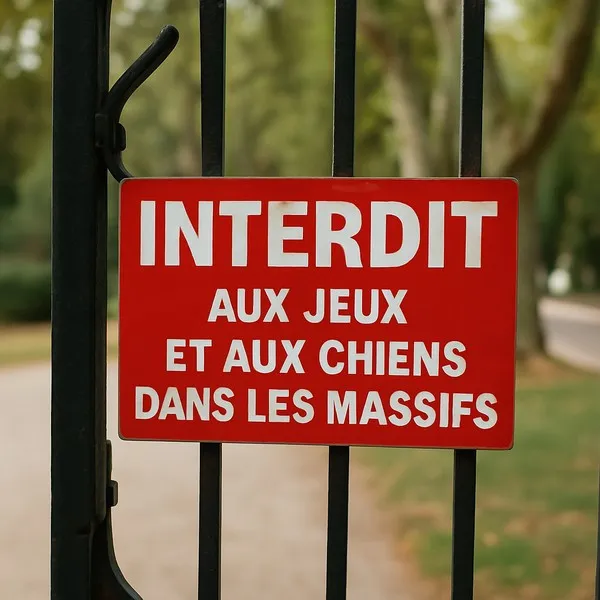 Panneau interdit jeux chiens massifs - Signalétique de sécurité