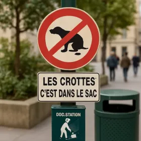Panneau ramassage crottes de chien grand format