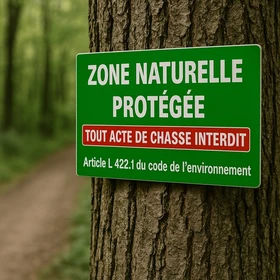 Panneau zone naturelle protégée – Panneau chasse interdite