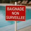 Panneau signalétique Baignade non surveillée plage ou piscine