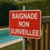 Panneau signalétique Baignade non surveillée plage ou piscine