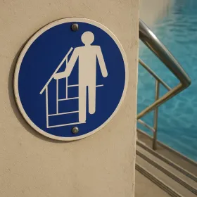 Panneau obligation de pendre l'escalier – Panneau piscine