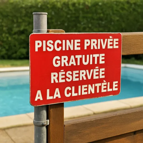 Panneau signalétique Piscine privée gratuite | Accès réservé aux clients
