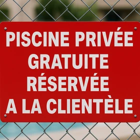 Panneau signalétique Piscine privée gratuite | Accès réservé aux clients