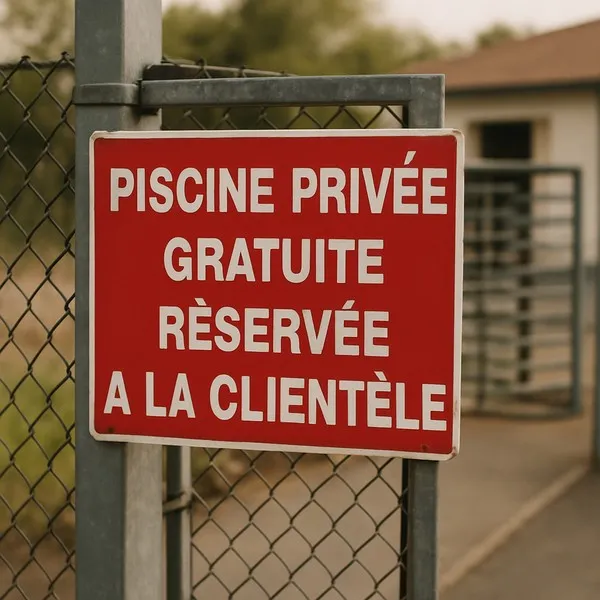 Panneau signalétique Piscine privée gratuite | Accès réservé aux clients