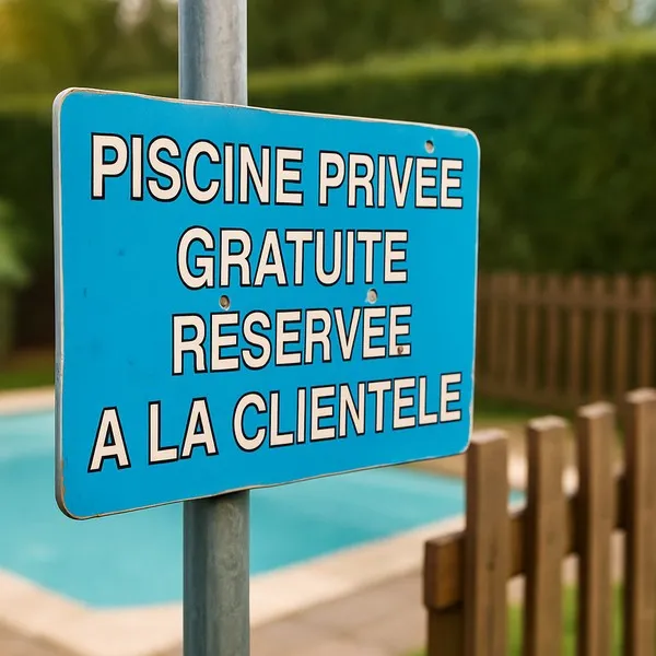 Panneau signalétique piscine privée accès gratuit réservé clients